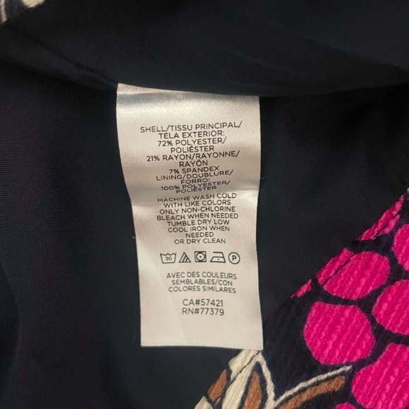 Ann Taylor Factory Floral Pencil Skirt Navy Pink Berry Tan Leaf Print Sz 10 NWT - Picture 7 of 8